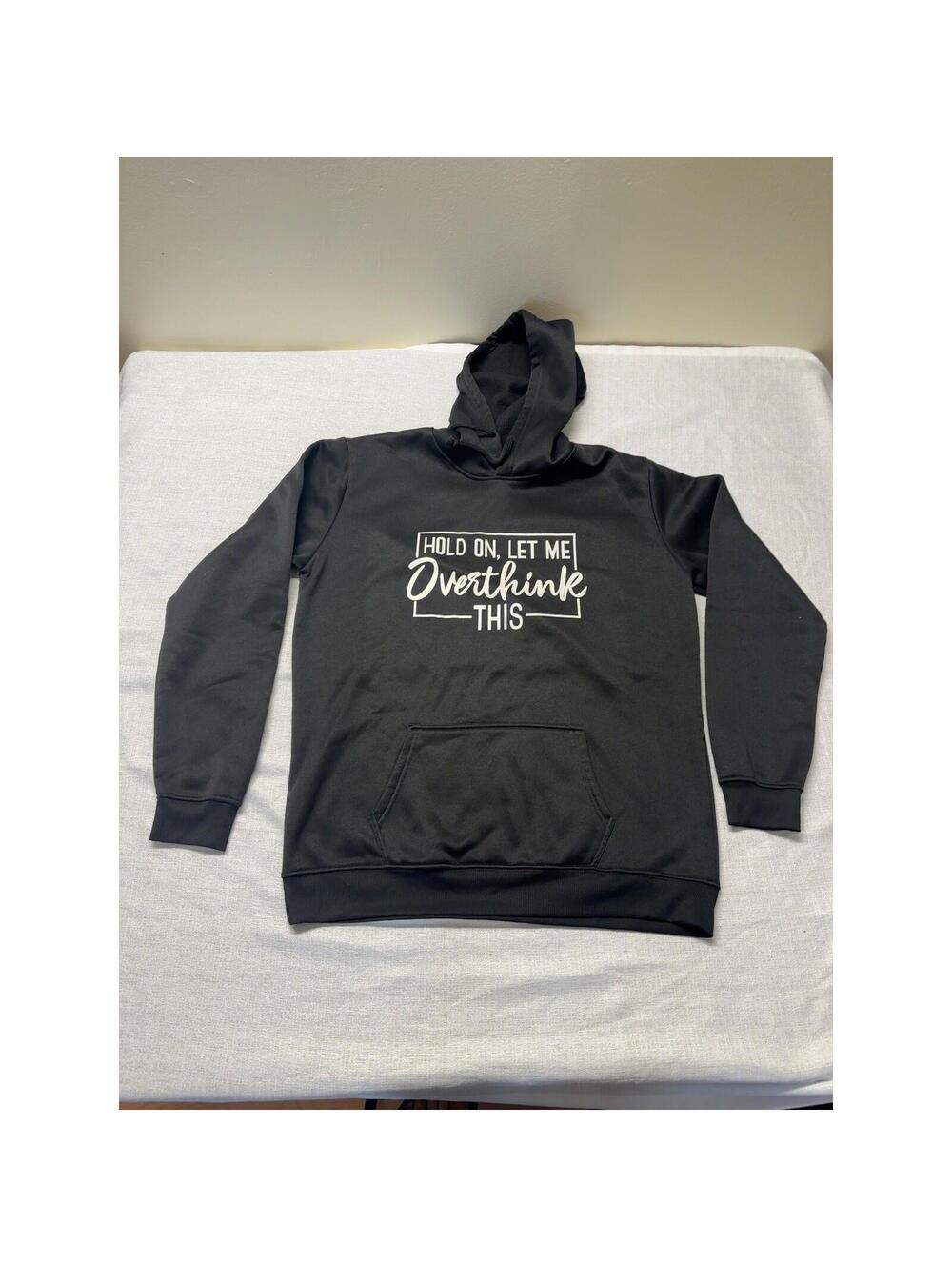 Unbranded Men's Black Graphic Hoodie Pullover Overthink One Size